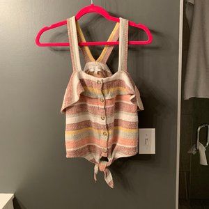 Striped Madewell Crop Ruffle Tank